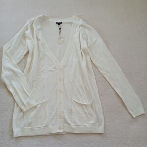 express ♡ cotton cardigan sweater white button down v neck holiday